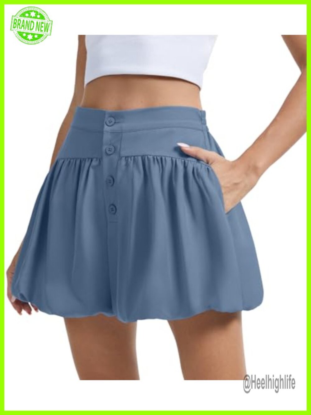 Bubble Shorts for Women High Waist Puffy Hem Mini Skorts Casual